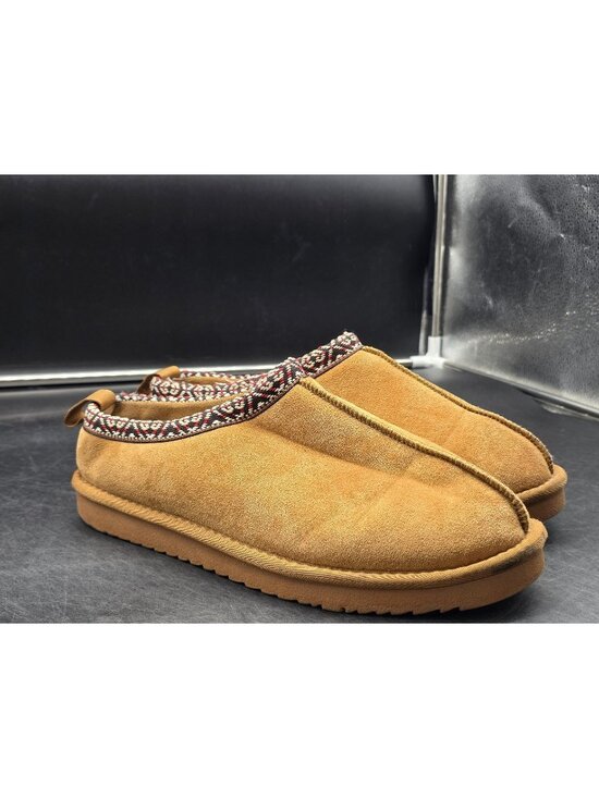 Soda Shoes - Soda Slippers Shoes Womens Size 10 Brown Faux Suede Fuzzy Lined Clog Stains